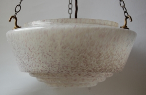 End of day glass hanging bowl lamp with antique finish fitting no.41