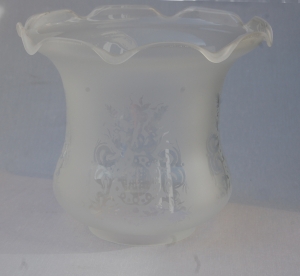Tulip etched frosted glass duplex oil lamp shade no.25