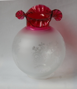 Etched glass oil lamp shade no.42